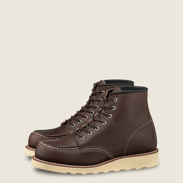 Botas Red Wing Heritage Mujer Marrom Oscuro - 6-Inch Classic Moc - Short Oro-Iginal Cuero - 457-FNRV